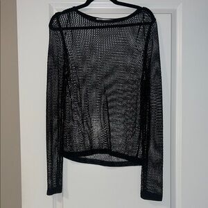 NWOT Black Mesh Long Sleeve Top